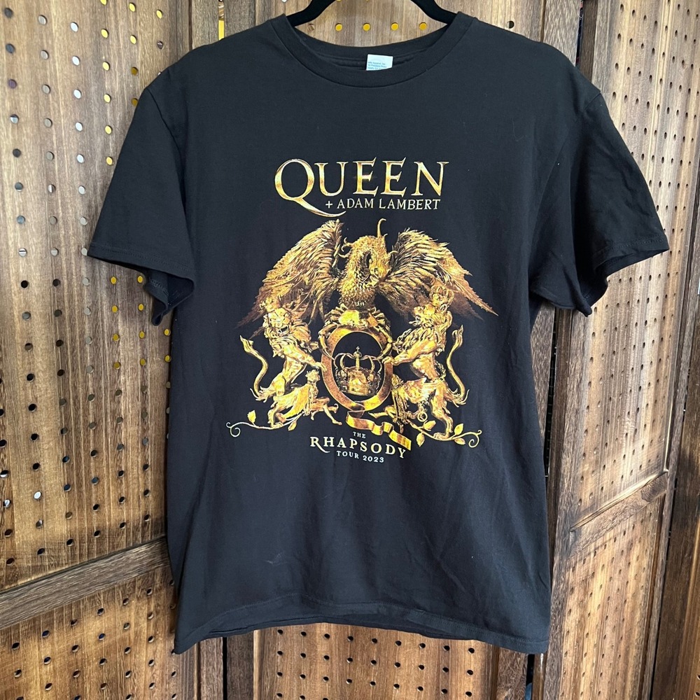 Queen + Adam Lambert Rhapsody Tour 2023 T shirt Size Medium 20 Chest EUC